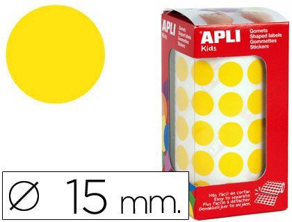 Gomets Autoadhesivos Circulares 15 mm Amarillo en Rollo con 2832 Unidades