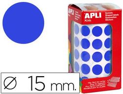 Gomets Autoadhesivos Circulares 15 mm Azul en Rollo con 2832 Unidades