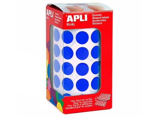 Gomets Autoadhesivos Circulares 15 mm Azul en Rollo con 2832 Unidades
