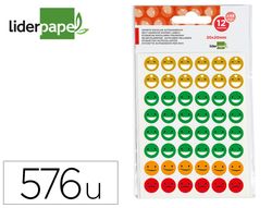 Gomets escolar liderpapel caras bolsa de 12 hojas 48 caras por hoja colores surtidos