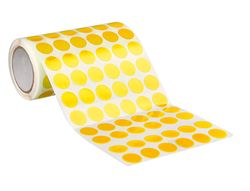 Gomets liderpapel autoadhesivo circulos 15 mm amarillo rollo de 2500 unidades en caja de carton