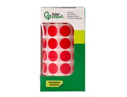 Gomets liderpapel autoadhesivo circulos 15 mm rojo rollo de 2500 unidades en caja de carton