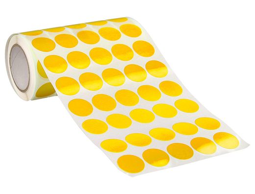 Gomets liderpapel autoadhesivo circulos 20 mm amarillo rollo de 2000 unidades en caja de carton