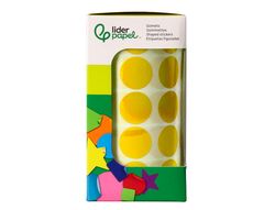 Gomets liderpapel autoadhesivo circulos 20 mm amarillo rollo de 2000 unidades en caja de carton