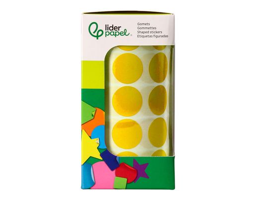 Gomets liderpapel autoadhesivo circulos 20 mm amarillo rollo de 2000 unidades en caja de carton