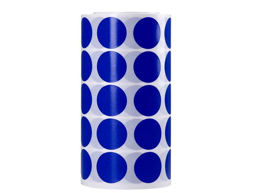 Gomets liderpapel autoadhesivo circulos 20 mm azul rollo de 2000 unidades en caja de carton