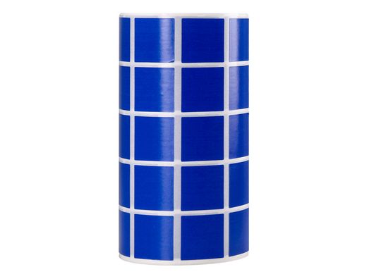 Gomets liderpapel autoadhesivo cuadrado 20x20 mm azul rollo de 2000 unidades en caja de carton