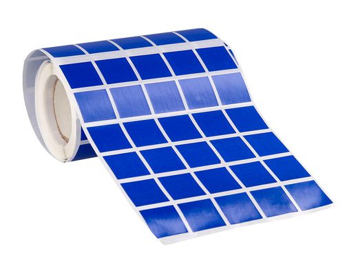 Gomets liderpapel autoadhesivo cuadrado 20x20 mm azul rollo de 2000 unidades en caja de carton