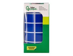 Gomets liderpapel autoadhesivo cuadrado 20x20 mm azul rollo de 2000 unidades en caja de carton