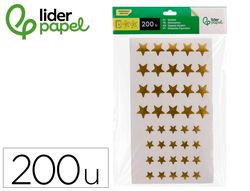 Gomets liderpapel autoadhesivo estrellas doradas surtidas bolsa de 5 hojas con 200 unidades