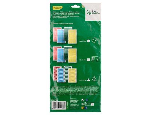 Gomets liderpapel figuras surtidas bolsa de 12 hojas figuras geometricas pequeńas colores surtidos