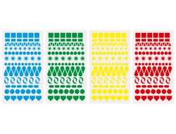 Gomets liderpapel figuras surtidas bolsa de 20 hojas circulos triangulos estrellas cuadrados colores surtidos