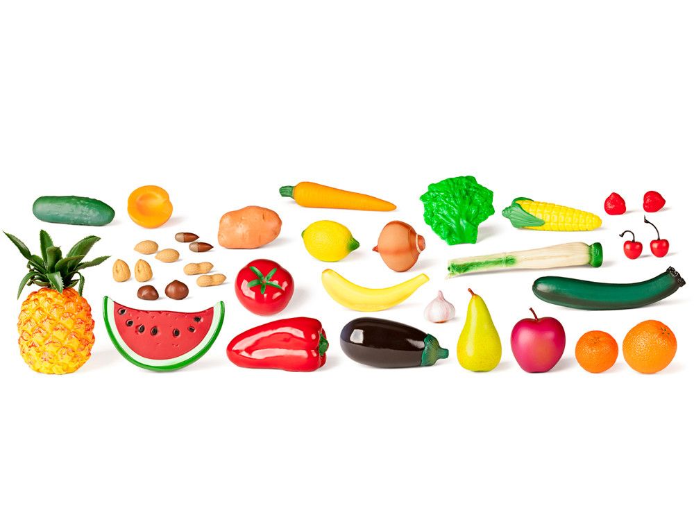 Gran surtido de alimentos didácticos (36 piezas)