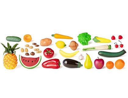 Gran surtido de alimentos didácticos (36 piezas)
