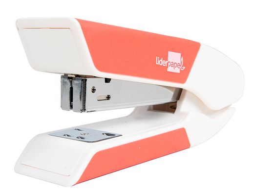 Grapadora liderpapel con regalo de extraegrapas y caja de 1000 grapas 22/6 24/6 capacidad 20h color coral