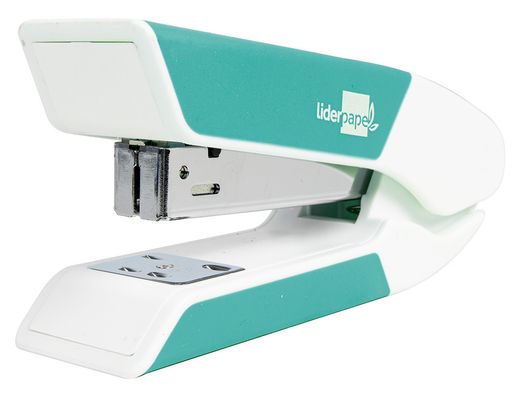 Grapadora liderpapel con regalo de extraegrapas y caja de 1000 grapas 22/6 24/6 capacidad 20h color turquesa