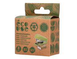 Grapadora liderpapel ecouse mini capacidad 12 hojas 100% plastico reciclado con caja de 1000 grapas 26/6
