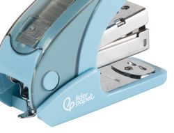 Grapadora liderpapel micro con regalo de caja de 1000 grapas 24/6 26/6 capacidad 20 hojas celeste