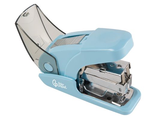 Grapadora liderpapel micro con regalo de caja de 1000 grapas 24/6 26/6 capacidad 20 hojas celeste