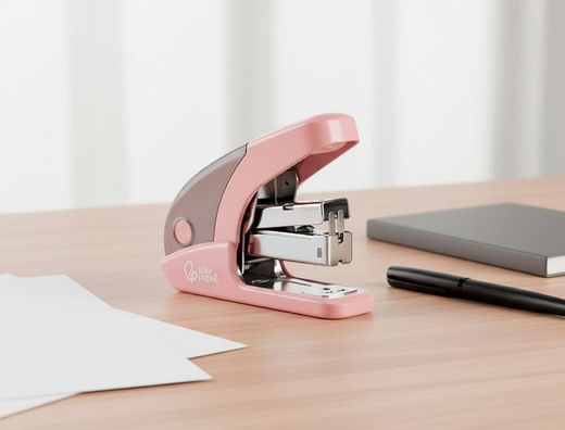 Grapadora liderpapel micro con regalo de caja de 1000 grapas 24/6 26/6 capacidad 20 hojas rosa