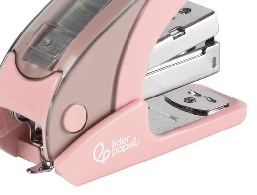 Grapadora liderpapel micro con regalo de caja de 1000 grapas 24/6 26/6 capacidad 20 hojas rosa