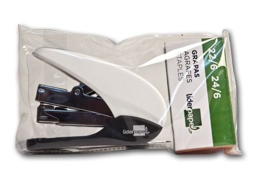 Grapadora Liderpapel Micro con Regalo de Funda y Caja de 1000 Grapas 24/6,22/6, capacidad 20 Hojas. Colores Surtidos.