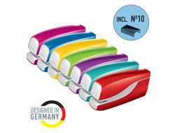 Grapadora petrus electrica e-310 contactless rojo metalizado capacidad 12 hojas usa grapas nº 10