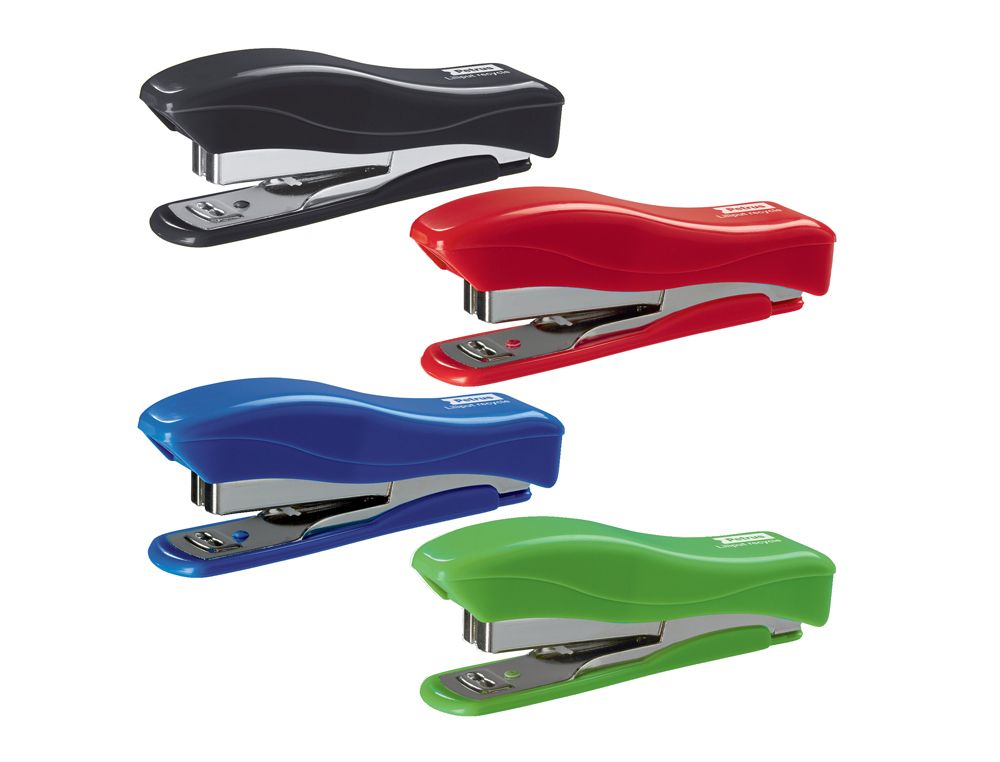 Grapadora petrus liliput 200 recycle capacidad 12 hojas + caja grapas 23/6 colores surtidos