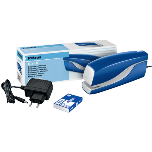 Grapadora Petrus mod. E-110 (Adaptador incluido), azul