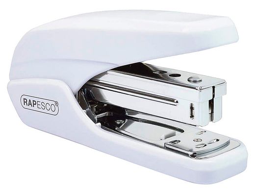 Grapadora rapesco x5-25ps mini capacidad 25 hojas usa grapas 24/6 y 26/6 color blanco