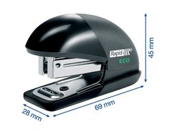 Grapadora rapid mini fashion eco plastico 100% reciclado capacidad 10 hojas usa grapas 24/6 y 26/6 color negro