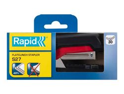 Grapadora rapid s27 fullstrip plastico capacidad de grapado 30 hojas usa grapas 24/6 y 26/6 color negro/rojo
