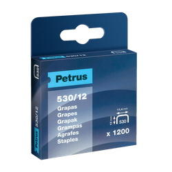 Grapas Petrus mod. 530/12 mm. Caja 1200 unid. cobreada