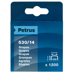 Grapas Petrus mod. 530/14 mm. Caja 1200 unid. cobreada