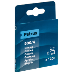 Grapas Petrus mod. 530/4 mm. Caja 1200 unid. cobreada