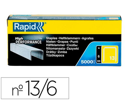 Grapas rapid 13/6 mm galvanizada caja de 5000 unidades