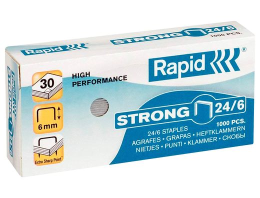 Grapas rapid n 24/6 galvanizadas strong caja de 1000 grapas