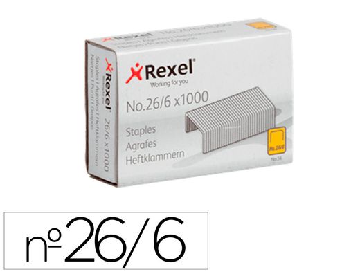 Grapas rexel 26/6 mm galvanizada caja de 1000 unidades