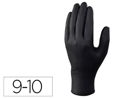 Guante deltaplus de nitrilo desechable negro caja de 100 unidades talla 9-10