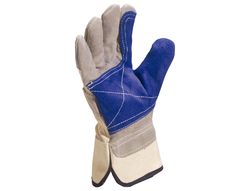 Guante Deltaplus Docker Serraje Vacuno Reforzado Ideal para Trabajos Intensivo Color Gris-Azul Talla 10
