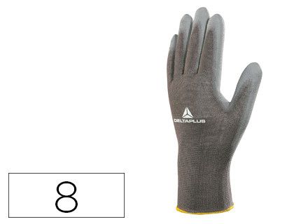 Guante Deltaplus Poliester Antideslizante Lavable Especial para Manipulacion y Manutencion Gris Talla 8