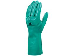 Guante Deltaplus Tratado en Nitrilo Flocado de Algodon Especial para Trabajos con Liquidos Quimicos Talla 11