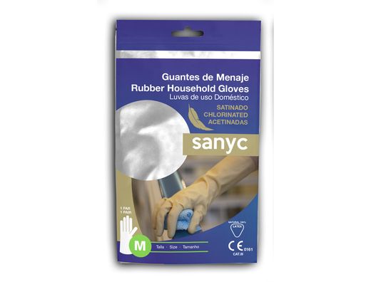 Guantes de latex satinados con relieve anti deslizante sin polvo par talla mediana