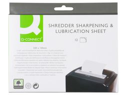 Hojas lubricantes y afiladoras q-connect para destructora paquete de 12 hojas tamaño 220x150mm