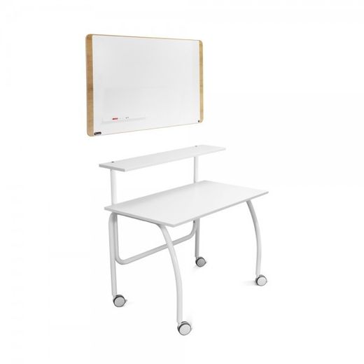 Home Office Puesto De Trabajo Móvil 2 Niveles Blanco