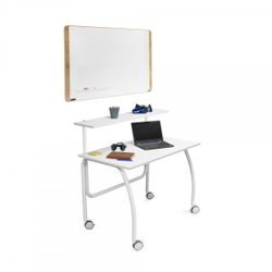 Home Office Puesto De Trabajo Móvil 2 Niveles Blanco