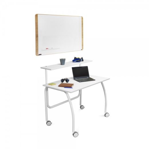 Home Office Puesto De Trabajo Móvil 2 Niveles Blanco