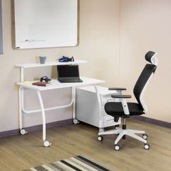 Home Office Puesto De Trabajo Móvil 2 Niveles Blanco