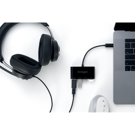 Hub CH1200 Kensington 4 puertos y cargador USB-C a 10 Gbps