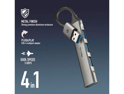 Hub ngs 4 puertos 3 usb 2.0 y 1 usb 3.2 gen 1